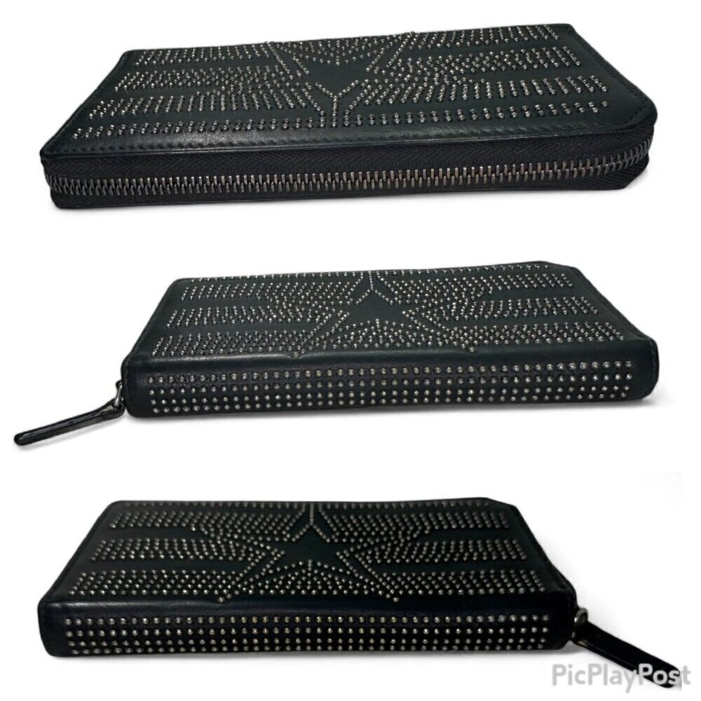 Women's Jimmy Choo Black Leather Wallet - Star Patterned Mini Studs - Picture 5 of 16